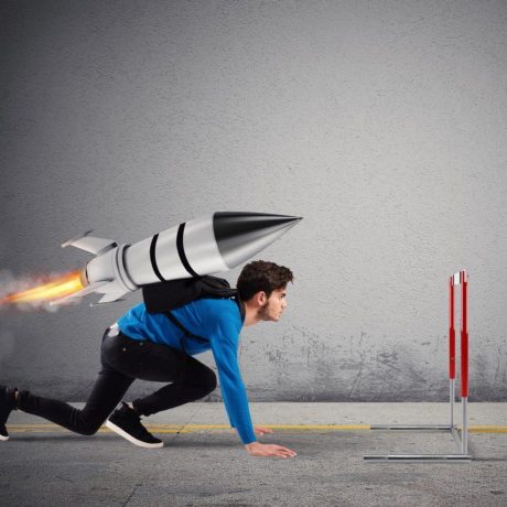 Student overcomes obstacles of his studies at top speed with a fast rocket